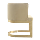 Manhattan Comfort Aura 24.4" Modern Velvet Upholstered Dining Chair - Sand and Polished Brass-Weight Capacity: 300 lb