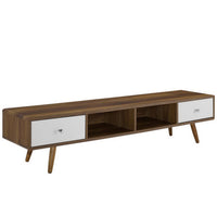 Modway Transmit 70" Media Console Wood TV Stand - Walnut White-Mid-Century Style 70" TV Stand