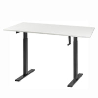 Ezywork Manual Height Adjustable Standing Desk - 48" x 24" - Black Frame / White Table Top-Hand Crank Height Adjustable Desk Frame