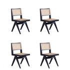 Manhattan Comfort Hamlet 17.64" Industry Chic Dining Chair - Black and Natural Cane - Set of 4-Modern - Industry Chic Cane Dining Chair Perfect for Dining Room Use. Set of 4