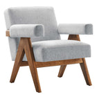 Modway Lyra Fabric Armchair - Light Grey Fabric-Ergonomic Design for Comfort