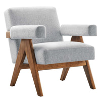 Modway Lyra Fabric Armchair - Light Grey Fabric-Ergonomic Design for Comfort