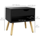 HOMCOM Bedside Table with Drawer and Shelf - Black - Set of 2-Robust particleboard and MDF structure finished with a protective melamine coating