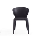 Manhattan Comfort Conrad 20.47" Mid-Century Modern Faux Leather Upholstered Dining Chairs - Black - Set of 2-Refined Stitching with Contoured Back