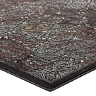Modway Westia Ornate Turkish Vintage Area Rug - 5 ft W x 8 ft L - Dark Brown/Silver Blue-Long-Lasting Material