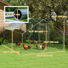 PawHut 75" H Outdoor Metal Chicken Coop with Cover and Lockable Door-Plastic-coated steel mesh offers effective protection for your chickens 