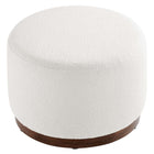 Modway Tilden Large 23" Round Boucle Upholstered Upholstered Ottoman - Cloud/Walnut-Weight Capacity: 506 lbs.