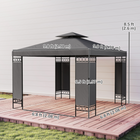 Outsunny 10 ft W x 10 ft L Canopy Gazebo - Double Roof Outdoor Gazebo - Dark Grey-Fabric screen panels offer privacy for gatherings or relaxation