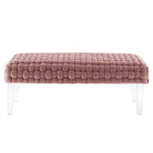 Modway Prologue Woven Performance Velvet Ottoman - Dusty Rose-Non-Marking Foot Glides
