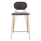 Zuo Georges Counter Stool - Grey/Gold - Set of 2-Soft and smooth velvet fabric