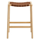Modway Saoirse Faux Leather Wood Counter Stool - Natural Brown - Set of 2-8