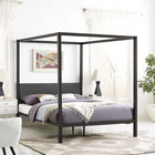 Modway Raina Canopy Queen Bed Frame - Brown Grey-Slatted Poplar Wood Support System