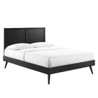 Modway Alana Wood Full Platform Bed with Splayed Legs - Black-Wood Slat Support System