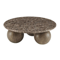 Modway Pietra Indoor/Outdoor Round Coffee Table - Dark Emperador Marble-Modern Sculptural Round Coffee Table