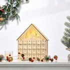 HOMCOM Christmas Advent Calendar with Countdown Drawers - Bible Characters - Natural Wood-Built-in LED lights to light up this Christmas scene 