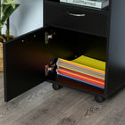 HOMCOM Vertical Filing Cabinet with Drawer Wheels - Black-Colour: Black  
