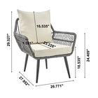 Manhattan Comfort Portofino Modern Patio 4-Person Conversation 4-Piece Set with Coffee Table - Grey/Cream-Removeable Cushions with Zipper. Made of High Quality Water Proof Fabric. Washable Fabric