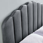 Modway Veronique Performance Velvet Twin Headboard - Charcoal-Scalloped Edge Accents