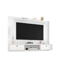 Manhattan Comfort Liberty 70.86" Mid-Century Modern Floating Entertainment Center - White-Brackets to Mount TV on Panel Included