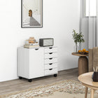HOMCOM Lateral Filing Cabinet with 5 Drawers and Adjustable Shelf - White-Cabinet and five drawers offer ample storage for office supplies