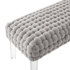 Modway Prologue Woven Performance Velvet Ottoman - Light Grey-Non-Marking Foot Glides