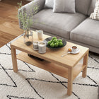 HOMCOM 2 Tier Coffee Table with Storage Shelf for Living Room - Natural Wood-Some assembly is required