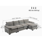 HOMCOM Chenille L-shaped Sofa Couch with Chaise Lounge - Grey-Double-layer seat cushion with spring pack enhances support