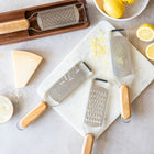 Minimal Graters with Wooden Handle - Set of 4 with Base-Solid acacia wood storage stand