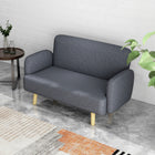 HOMCOM 2 Seater Sofa Couch with Thick Padding and Wood Legs - Grey-Solid rubberwood legs support up to 528 lb (240 kg)