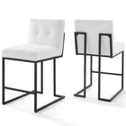 Modway Privy Black Stainless Steel Upholstered Fabric Counter Stool - Black White - Set of 2-Glam Deco Kitchen Counter Stool Set of 2
