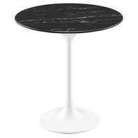 Modway Lippa 20" Round Faux Marble Side Table - White Black-Modern Side Table
