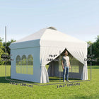 Outsunny 10 ft W x 10 ft L Outdoor Pop Up Canopy Tent with 4 Sidewalls - White-Three height settings at 4" intervals