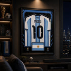 Frameworth Official FIFA World Cup 2026 Argentina Lionel Messi Framed Replica Jersey - 25.75" x 33.75"-Finished size 25.75" x 33.75", a vertical display sized for living rooms, offices, fan caves and sports rooms.