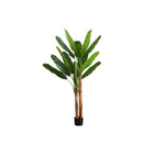 Monarch Specialties 83" Artificial Indoor Banana Tree - Floor - Black Pot-Stand out with a statement-making 83" tall artificial banana tree, featuring 16 large, variegated green leaves for a lifelike and tropical accent for the home or office