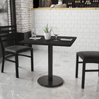 Flash Furniture 30'' Square Laminate Table Top, Black with 18'' Round Table-Height Base (XUBK3030TR18)-Black Laminate Top