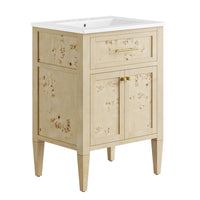 Modway Elysian 24" Wood Bathroom Vanity - White/Burl-Modern Bathroom Vanity
