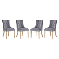 Modway Pose Performance Velvet Dining Chair - Grey - 4 Pack-Modern Accent Chair