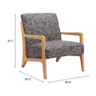 Zuo Runa Accent Chair - Grey/Natural-3 year limited warranty