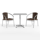 Flash Furniture 27.5" Square Aluminum Indoor-Outdoor Table Set with 2 Dark Brown Rattan Chairs-Square Table