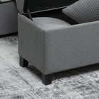 HOMCOM 47 Inch Linen Storage Chest Ottoman Bench - Dark Grey-Assembly required