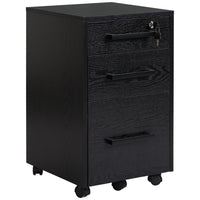 HOMCOM 3-Drawer Letter/A4 Filing Cabinet with Hanging Bars - Black-Upper 2 drawers provide extra storage spaces
