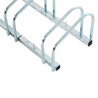 HOMCOM 5-Bike Bicycle Floor Parking Rack for Indoor and Outdoor Use - Silver-Space saving and lightweight item