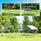 PawHut Large Metal Chicken Coop with Waterproof Cover - 9.8' x 19.7' x 6.4' - Silver-420D Oxford fabric provides UV and rain resistance 