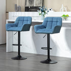 HOMCOM Adjustable Swivel Tufted Fabric Bar Stools - Dark Blue - 2 Pack-The height of the seat is adjustable to the height of the counter or bar

