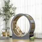 PawHut 36" Cat Wheel with Brake and Scratching Pads - Grey-The brake locks the rim 
