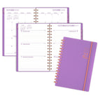 Mead 2027 Small Weekly/ Monthly Planner - 8-1/2" x 6" - Colour Pop Grape - Bilingual-Twin coil binding