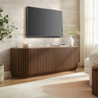 Modway Fortitude 75" Curved Sideboard Storage Cabinet - Walnut-Adjustable Center Shelf