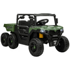 Qaba 24V 4WD Kids Ride On Truck with 6 Wheels, 2 Seater and Dump Bed - Green-Powerful 24V 4WD with 7AH battery drives 2.5–3.7 mph (4-6km/h) for backyard fun 