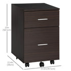 Vinsetto Mobile 2-Drawer Letter/A4 Filing Cabinet with Wheels - Brown-The large drawer below can hang letters horizontally or A4 size documents vertically
