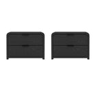 Manhattan Comfort Grace 28" Modern 2-Drawer Nightstand Set - Black-Modern Nightstand for Bedroom and Living Room Use